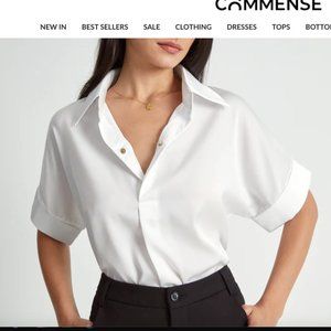 Quarter Sleeve Deep V Notch Lapel Blazer Shirt